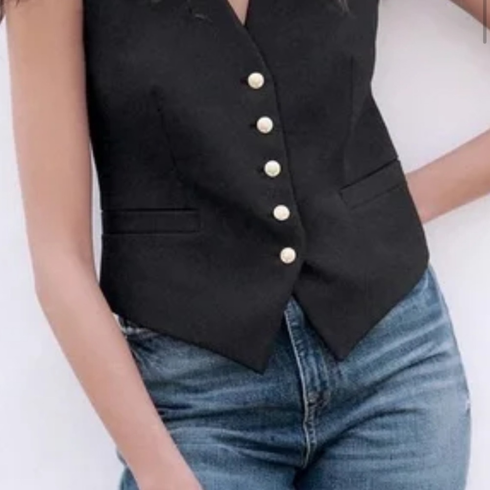 Black Vest with Gold Buttons